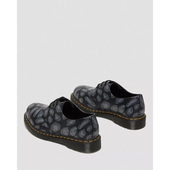 NEW Dr. Martens 'Skull Leopard Print' Oxford Leather Shoes Black Mens Size 6 - Picture 4 of 7